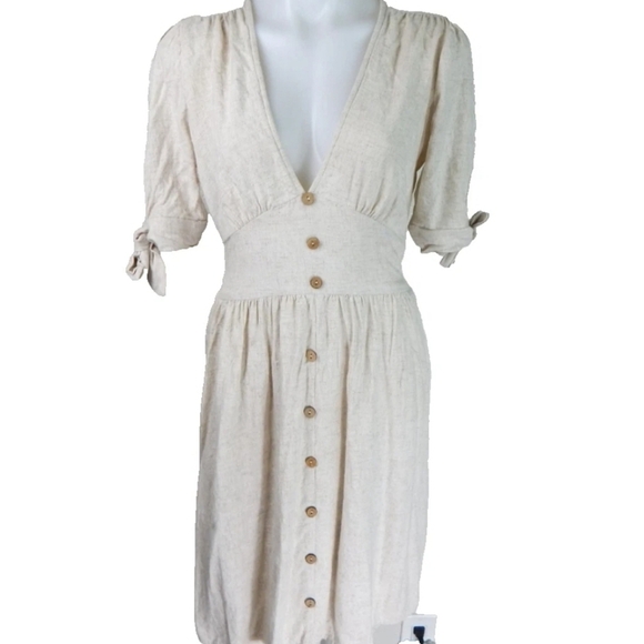 Sozy Dresses & Skirts - Sozy Linen Blend Button Front Dress